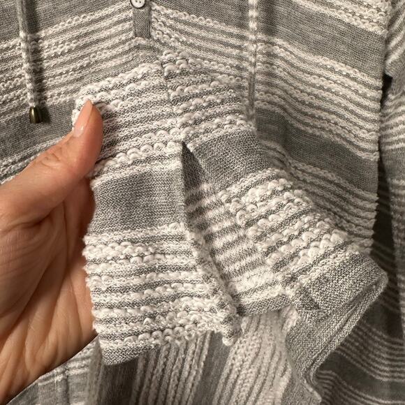 Simply Noelle White & Gray Striped Cotton Knit Swimsuit Cover Up Women's Medium - Picture 6 of 9